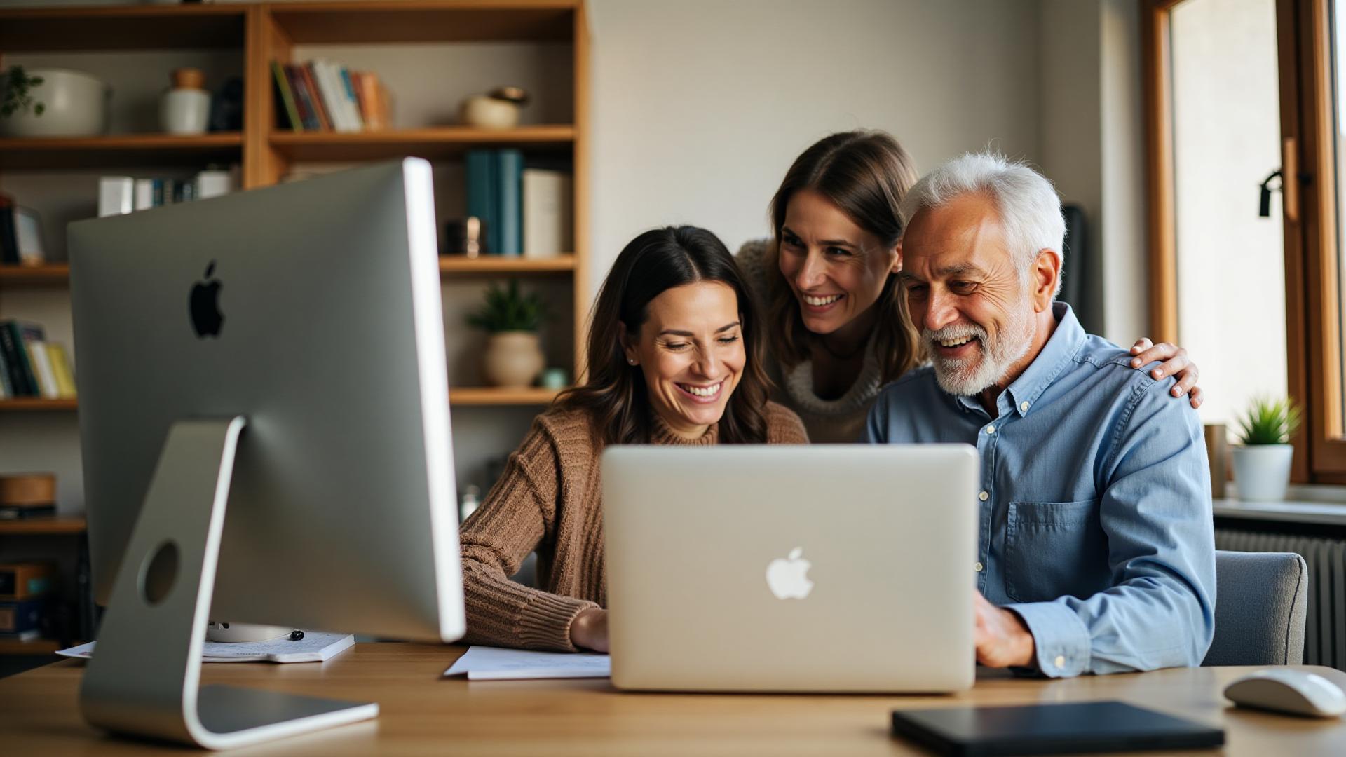 Family receiving friendly tech support